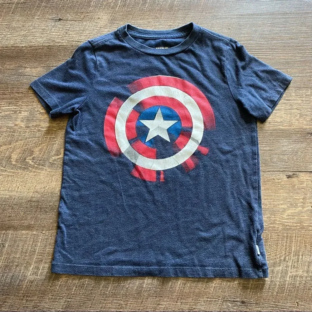 GAP Captain America Shirt Blue Red Marvel Athleisure Small Boys